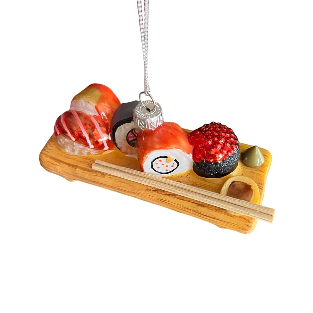 Sushi Board Glass Ornament, Foodie Wine and Spirits